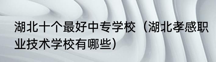 湖北十个最好中专学校（湖北孝感职业技术学校有哪些）