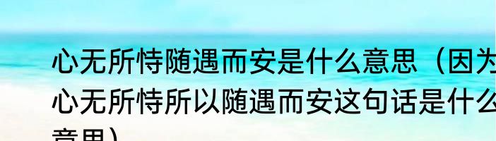 心无所恃随遇而安是什么意思（因为心无所恃所以随遇而安这句话是什么意思）