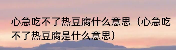 心急吃不了热豆腐什么意思（心急吃不了热豆腐是什么意思）