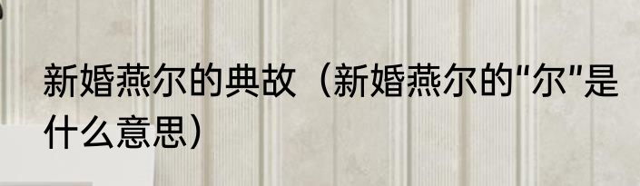 新婚燕尔的典故（新婚燕尔的“尔”是什么意思）