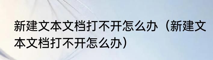 新建文本文档打不开怎么办（新建文本文档打不开怎么办）