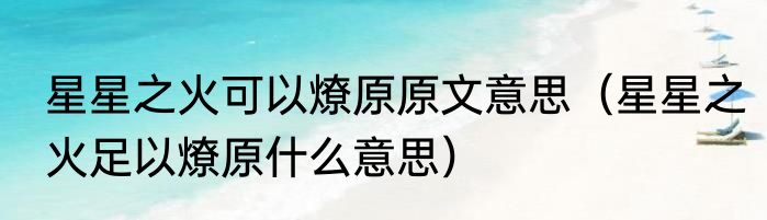 星星之火可以燎原原文意思（星星之火足以燎原什么意思）