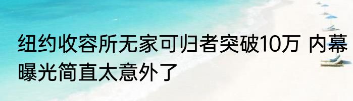 纽约收容所无家可归者突破10万 内幕曝光简直太意外了