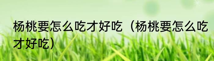 杨桃要怎么吃才好吃（杨桃要怎么吃才好吃）