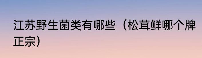 江苏野生菌类有哪些（松茸鲜哪个牌正宗）