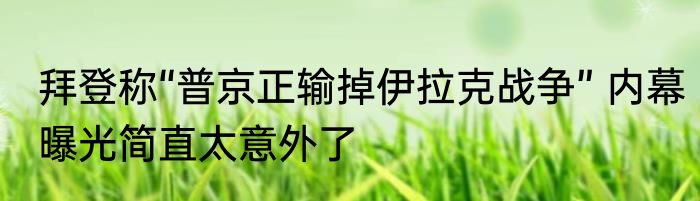 拜登称“普京正输掉伊拉克战争” 内幕曝光简直太意外了
