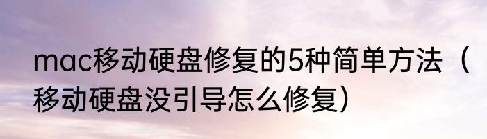 mac移动硬盘修复的5种简单方法（移动硬盘没引导怎么修复）