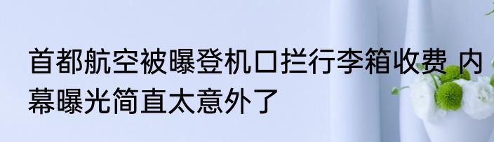 首都航空被曝登机口拦行李箱收费 内幕曝光简直太意外了