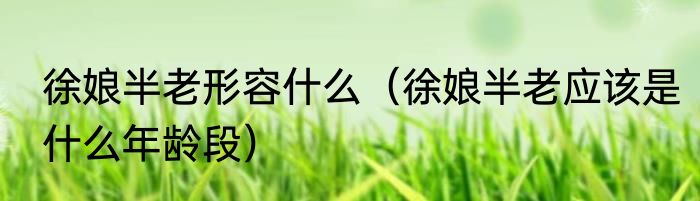 徐娘半老形容什么（徐娘半老应该是什么年龄段）
