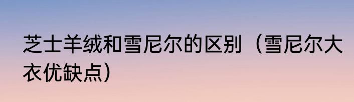 芝士羊绒和雪尼尔的区别（雪尼尔大衣优缺点）