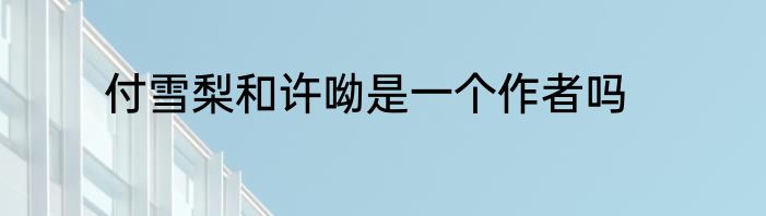 付雪梨和许呦是一个作者吗