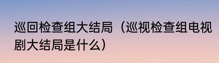 巡回检查组大结局（巡视检查组电视剧大结局是什么）
