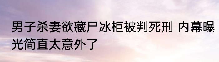 男子杀妻欲藏尸冰柜被判死刑 内幕曝光简直太意外了