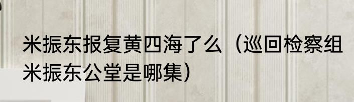 米振东报复黄四海了么（巡回检察组米振东公堂是哪集）