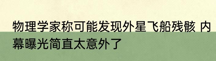 物理学家称可能发现外星飞船残骸 内幕曝光简直太意外了