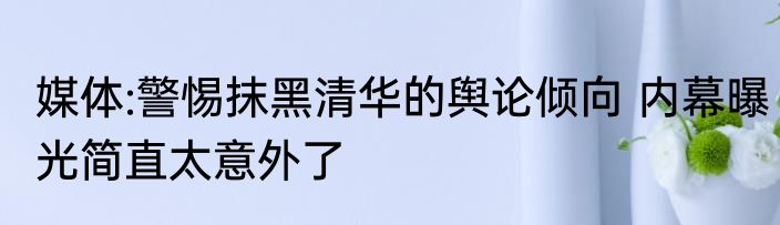 媒体:警惕抹黑清华的舆论倾向 内幕曝光简直太意外了