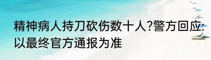 精神病人持刀砍伤数十人?警方回应:以最终官方通报为准