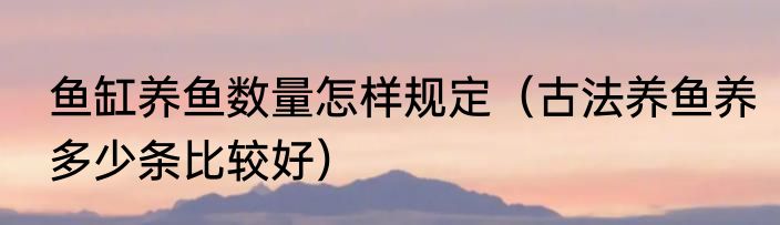 鱼缸养鱼数量怎样规定（古法养鱼养多少条比较好）