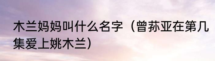 木兰妈妈叫什么名字（曾荪亚在第几集爱上姚木兰）