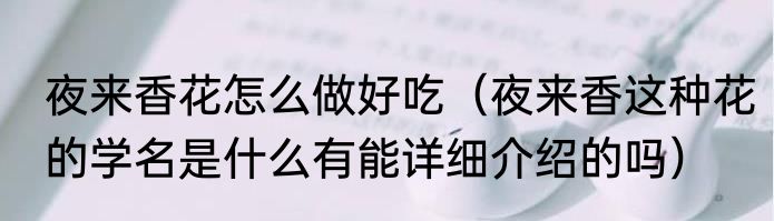 夜来香花怎么做好吃（夜来香这种花的学名是什么有能详细介绍的吗）