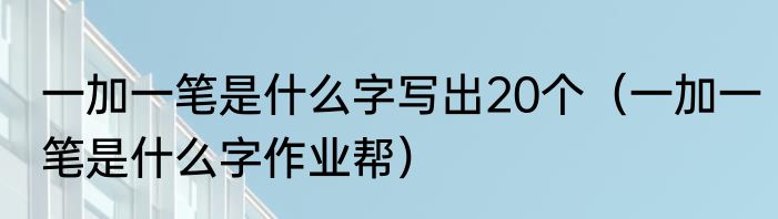 一加一笔是什么字写出20个（一加一笔是什么字作业帮）