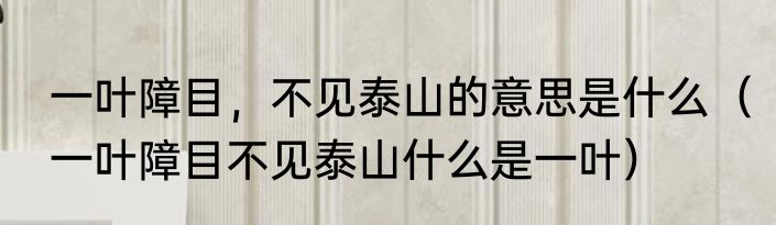 一叶障目，不见泰山的意思是什么（一叶障目不见泰山什么是一叶）
