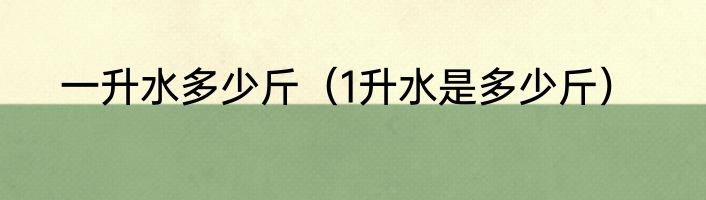 一升水多少斤（1升水是多少斤）
