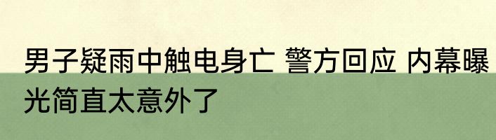 男子疑雨中触电身亡 警方回应 内幕曝光简直太意外了