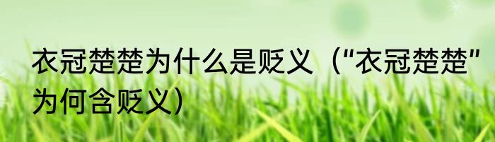 衣冠楚楚为什么是贬义（“衣冠楚楚”为何含贬义）