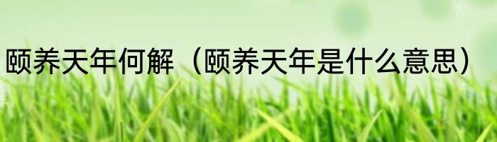 颐养天年何解（颐养天年是什么意思）