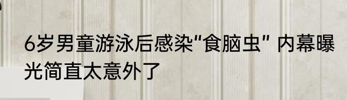 6岁男童游泳后感染“食脑虫” 内幕曝光简直太意外了