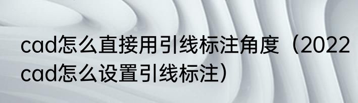 cad怎么直接用引线标注角度（2022cad怎么设置引线标注）