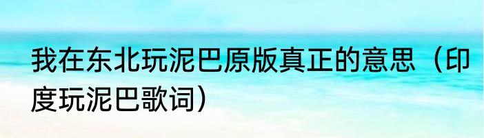 我在东北玩泥巴原版真正的意思（印度玩泥巴歌词）