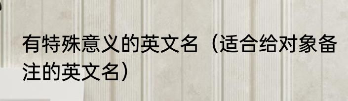有特殊意义的英文名（适合给对象备注的英文名）