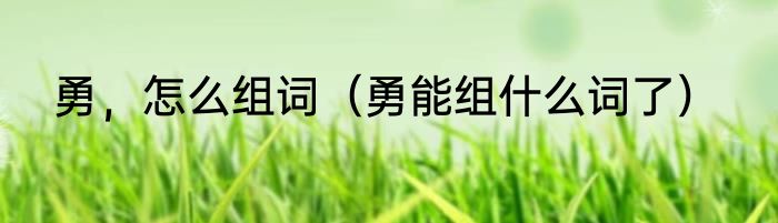 勇，怎么组词（勇能组什么词了）