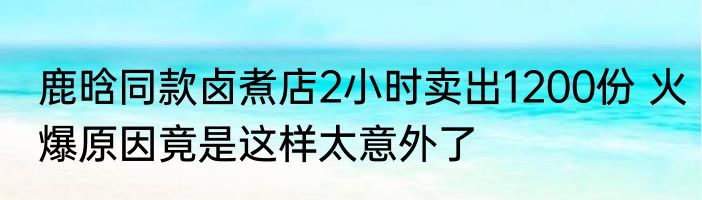 鹿晗同款卤煮店2小时卖出1200份 火爆原因竟是这样太意外了