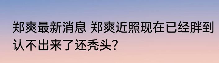 郑爽最新消息 郑爽近照现在已经胖到认不出来了还秃头？