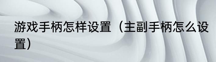 游戏手柄怎样设置（主副手柄怎么设置）