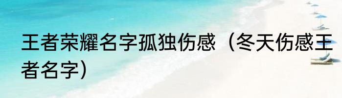 王者荣耀名字孤独伤感（冬天伤感王者名字）