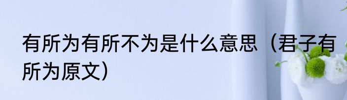有所为有所不为是什么意思（君子有所为原文）