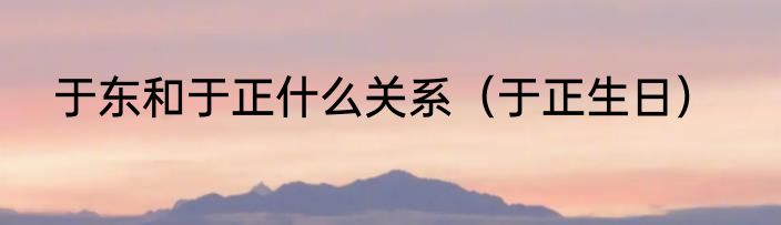 于东和于正什么关系（于正生日）