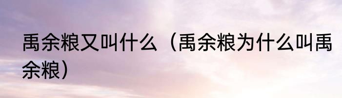 禹余粮又叫什么（禹余粮为什么叫禹余粮）
