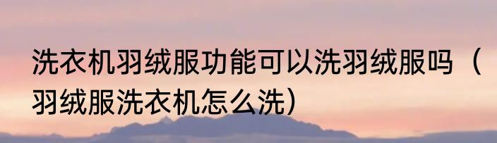 洗衣机羽绒服功能可以洗羽绒服吗（羽绒服洗衣机怎么洗）