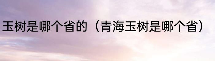 玉树是哪个省的（青海玉树是哪个省）
