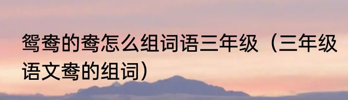 鸳鸯的鸯怎么组词语三年级（三年级语文鸯的组词）