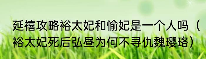 延禧攻略裕太妃和愉妃是一个人吗（裕太妃死后弘昼为何不寻仇魏璎珞）