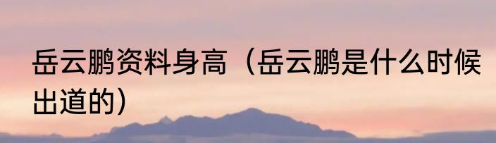 岳云鹏资料身高（岳云鹏是什么时候出道的）