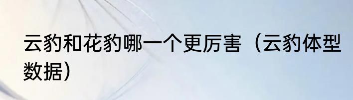 云豹和花豹哪一个更厉害（云豹体型数据）