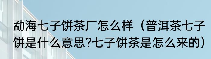 勐海七子饼茶厂怎么样（普洱茶七子饼是什么意思?七子饼茶是怎么来的）