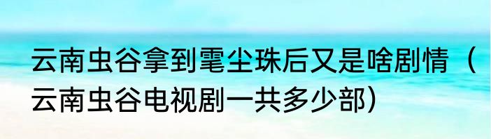 云南虫谷拿到雮尘珠后又是啥剧情（云南虫谷电视剧一共多少部）